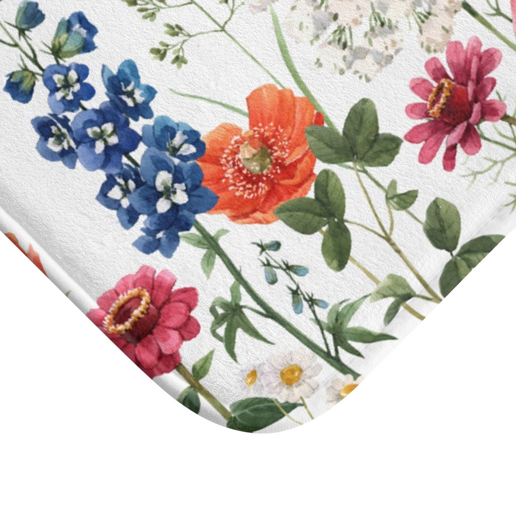 Spring Floral Garden Bath Mat β 24" x 17" Non-Slip Microfiber Rug