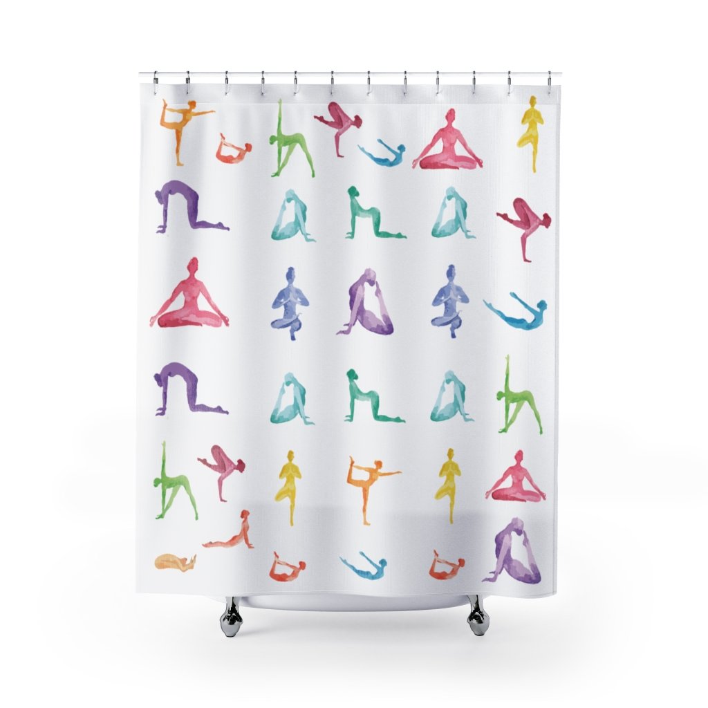 Yoga Sanctuary Shower Curtain β Yoga Poses Print
