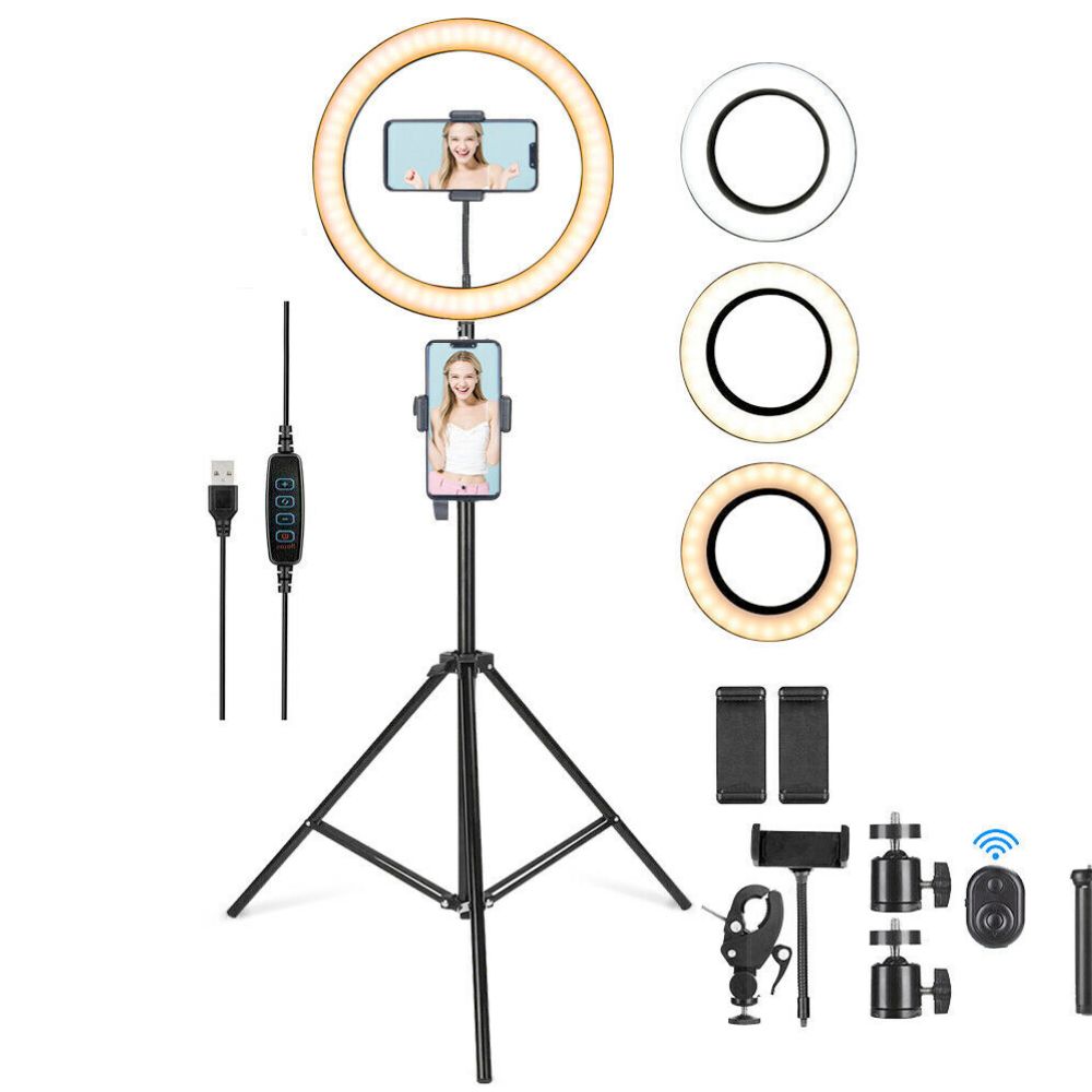 LED Ring Light with Phone Tripod Stand Kit โ 10" Adjustable with Remote