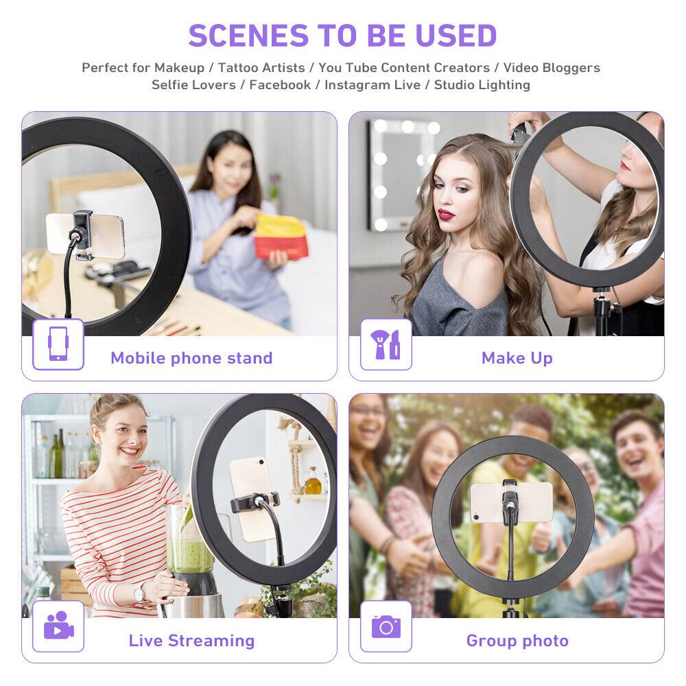 LED Ring Light with Phone Tripod Stand Kit โ 10" Adjustable with Remote