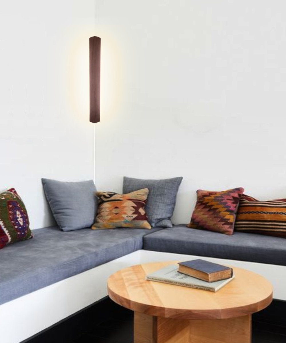 3"W Solid Wood Hover Plank Corner/Wall Accent Light – Plug-In