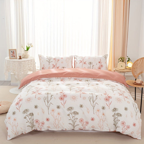 3-Piece Floral Duvet Cover Set – Soft Pastoral Style Bedding