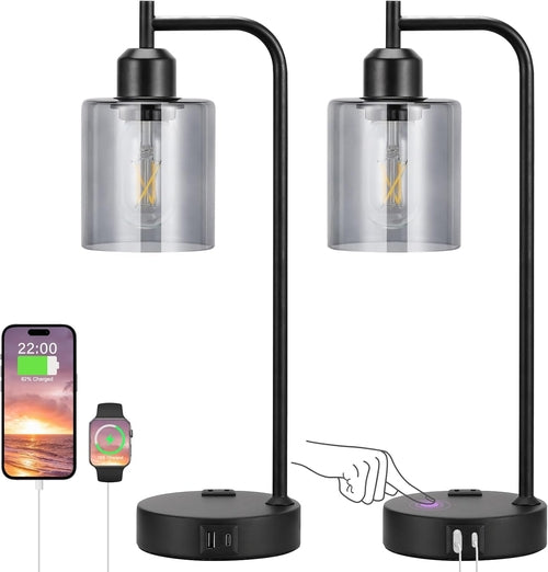 Industrial Touch Bedroom Lamps β Set of 2