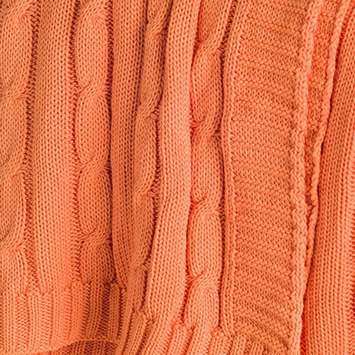 Orange Knitted Cotton Throw Blanket – 50" x 50"