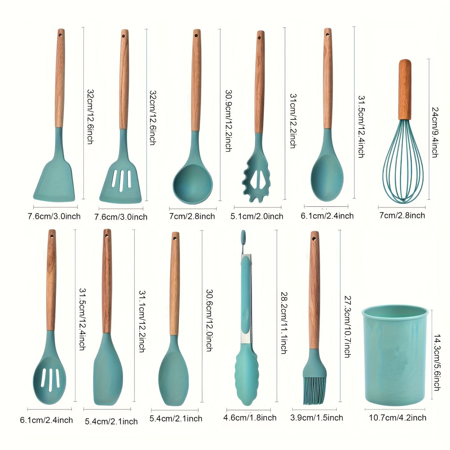 12Piece Silicone Kitchen Utensil Set with Holder