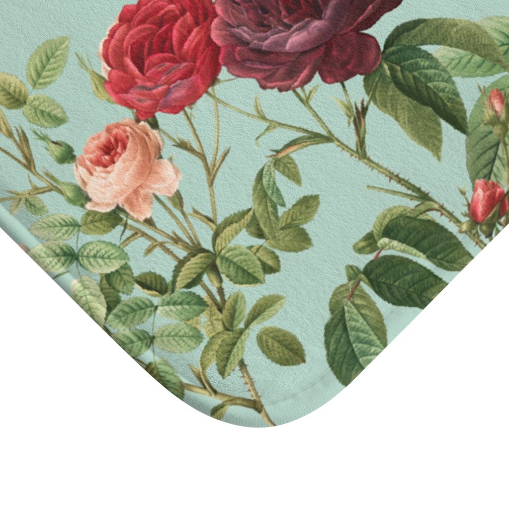Rose Garden Teal Bath Mat โ Home Accents