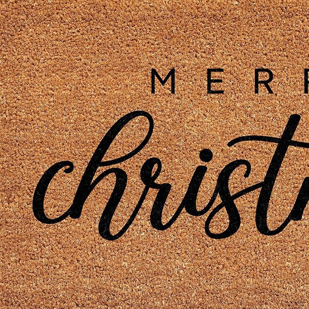 Natural & Black Merry Christmas – 17" x 29" Outdoor Coir Door Mat