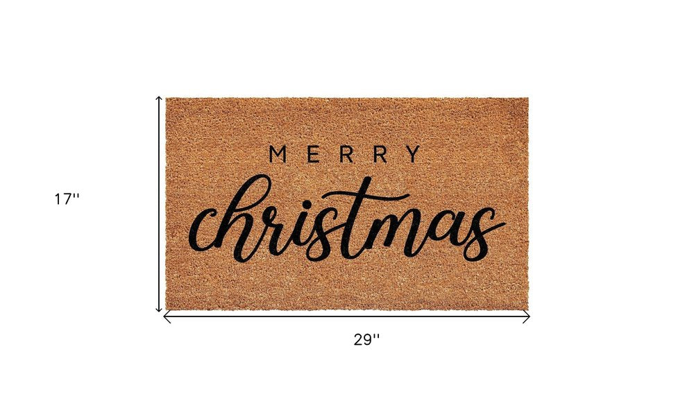 Natural & Black Merry Christmas – 17" x 29" Outdoor Coir Door Mat