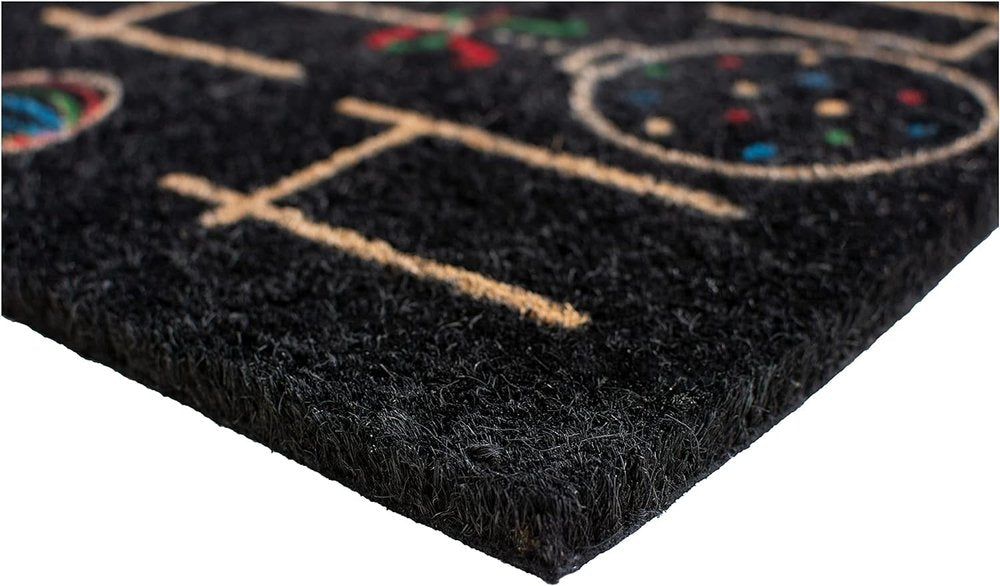 Happy Holidays – 24" x 36" Black & Natural Coir Outdoor Christmas Door Mat