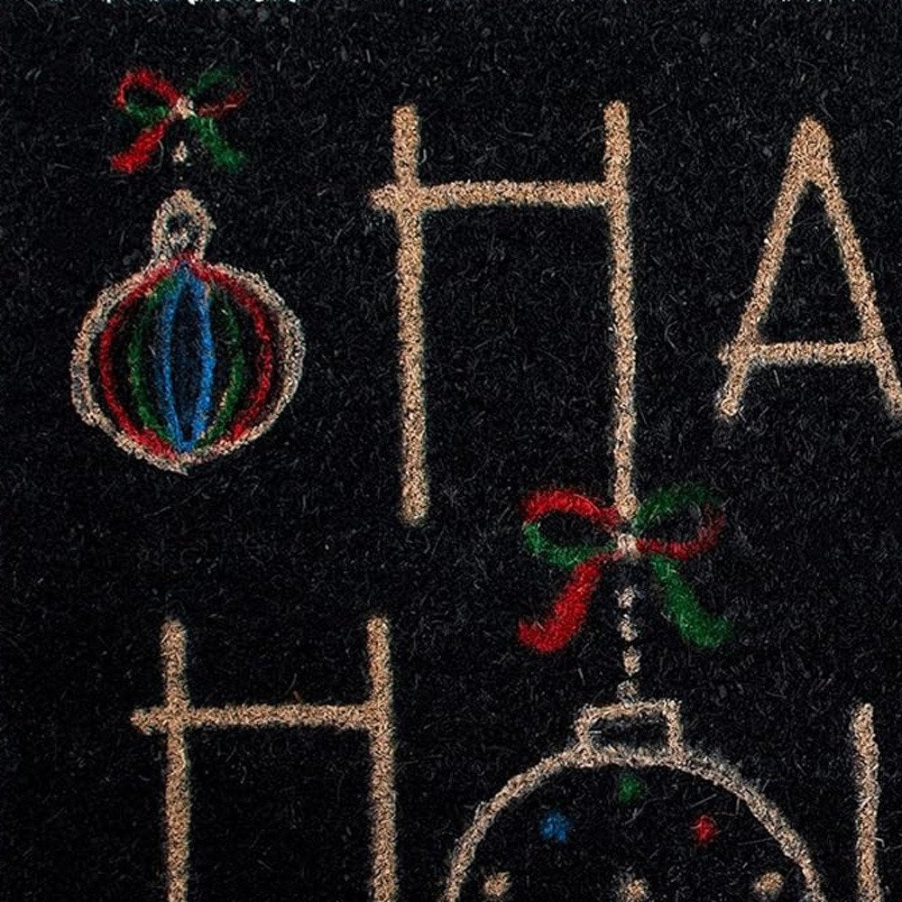 Happy Holidays – 24" x 36" Black & Natural Coir Outdoor Christmas Door Mat