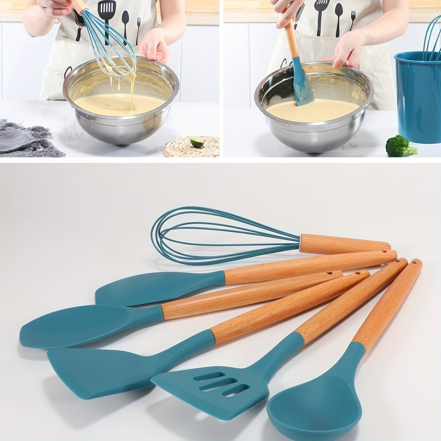 12Piece Silicone Kitchen Utensil Set with Holder