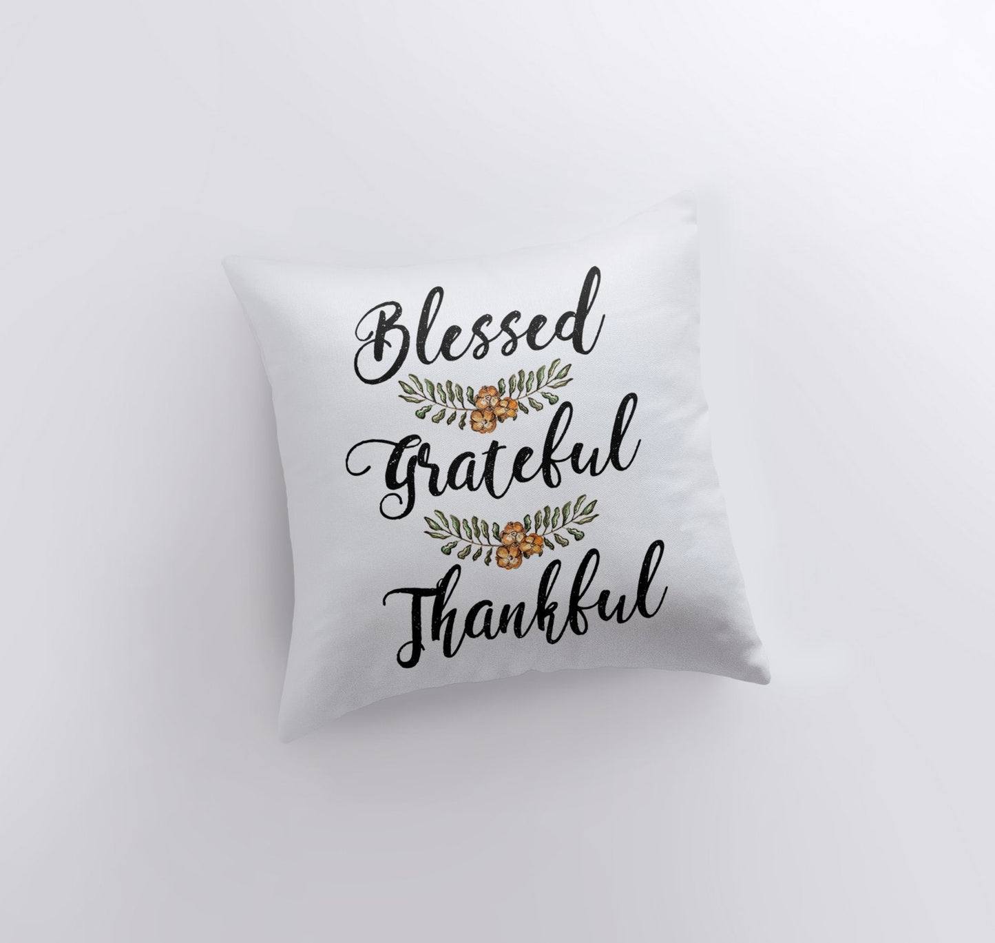 Blessed Grateful Thankful Throw Pillow Cover β Neutral Farmhouse Fall Accent