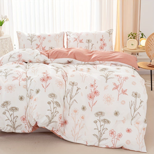 3-Piece Floral Duvet Cover Set – Soft Pastoral Style Bedding