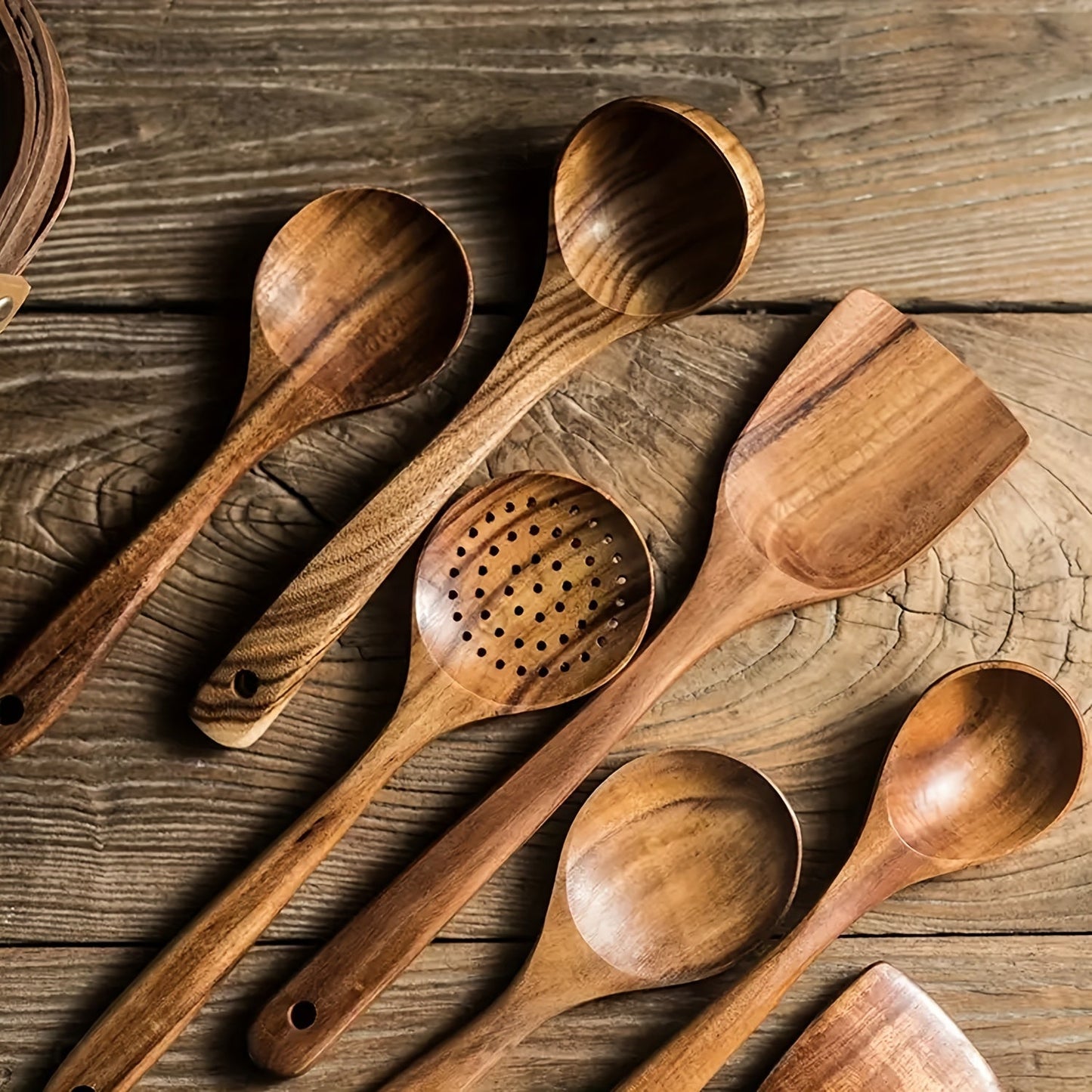 5-Piece Premium Wooden Utensil Set for Non-Stick Cookware