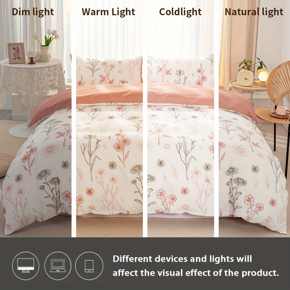 3-Piece Floral Duvet Cover Set – Soft Pastoral Style Bedding