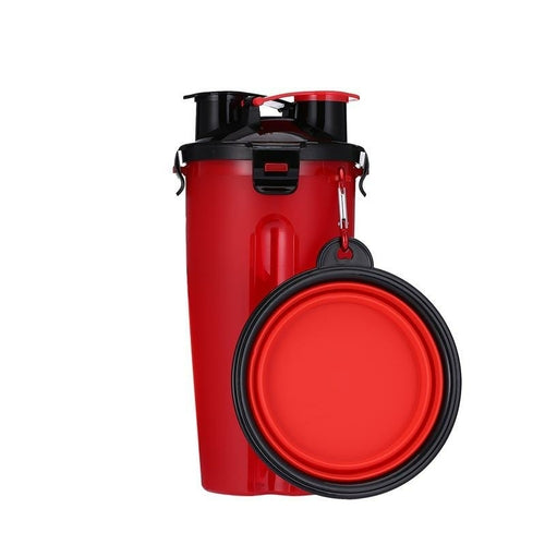 2-in-1 Dog Drinking Water Bottle with Collapsible Bowl