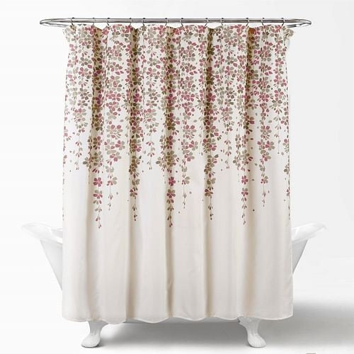 Weeping Flower – Tan, Purple & Grey Floral Shower Curtain