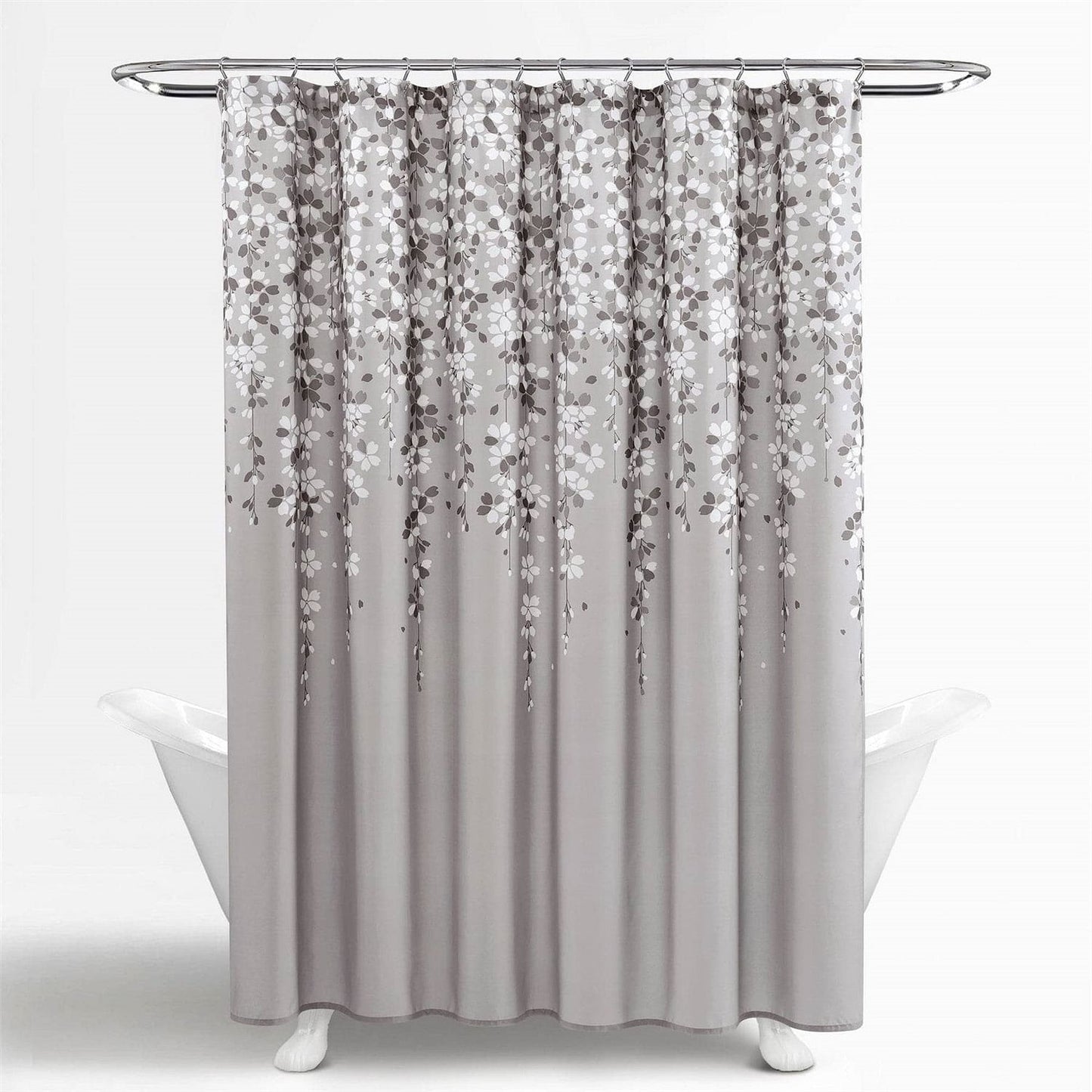 72-in. Grey & White Floral Vines Shower Curtain – Spa Serenity