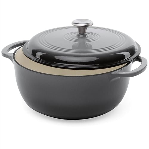 6 Quart Large Grey Enamel Cast-Iron Dutch Oven – Kitchen Cookware