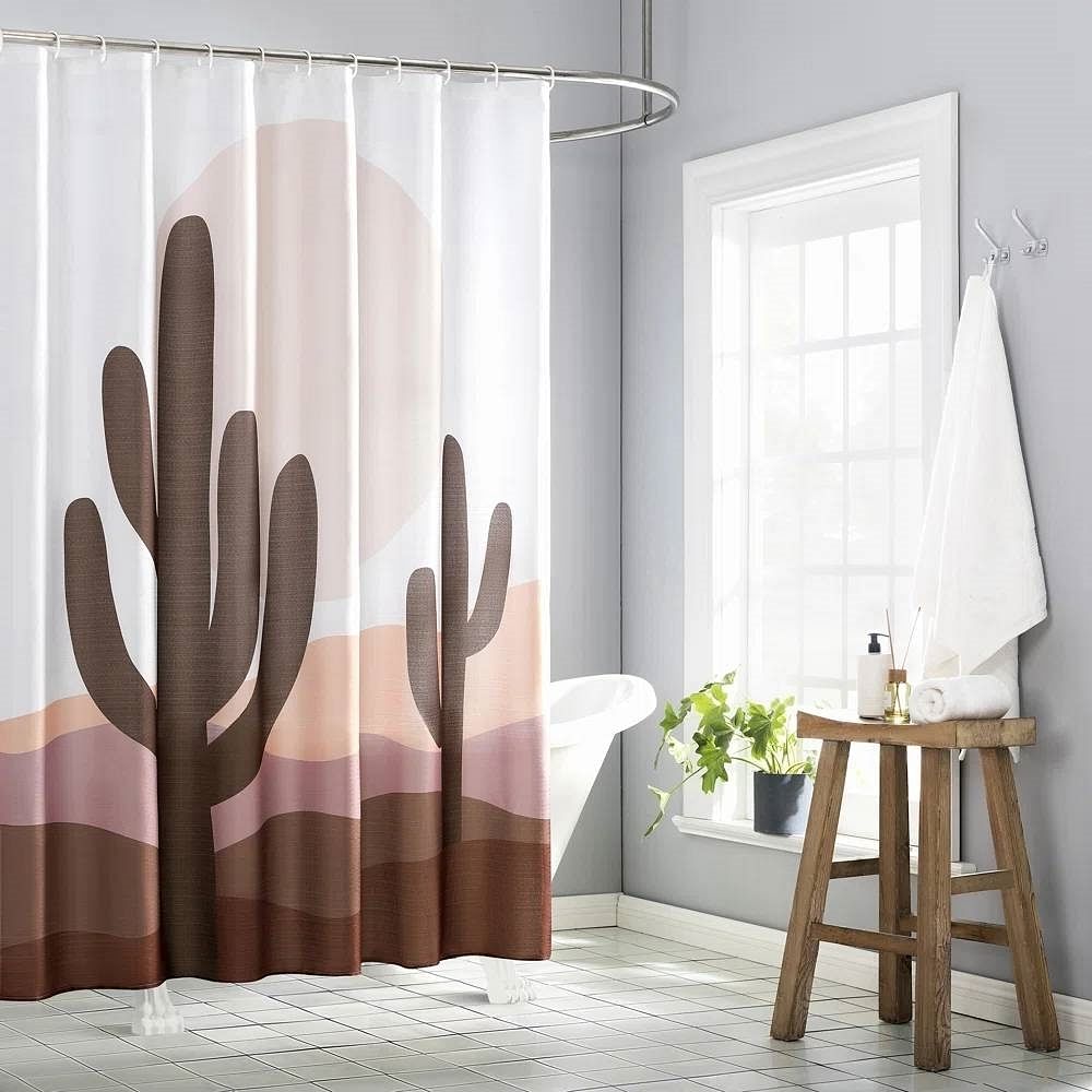 72-in. Desert Cactus Sunset Shower Curtain Set โ Southwest Style