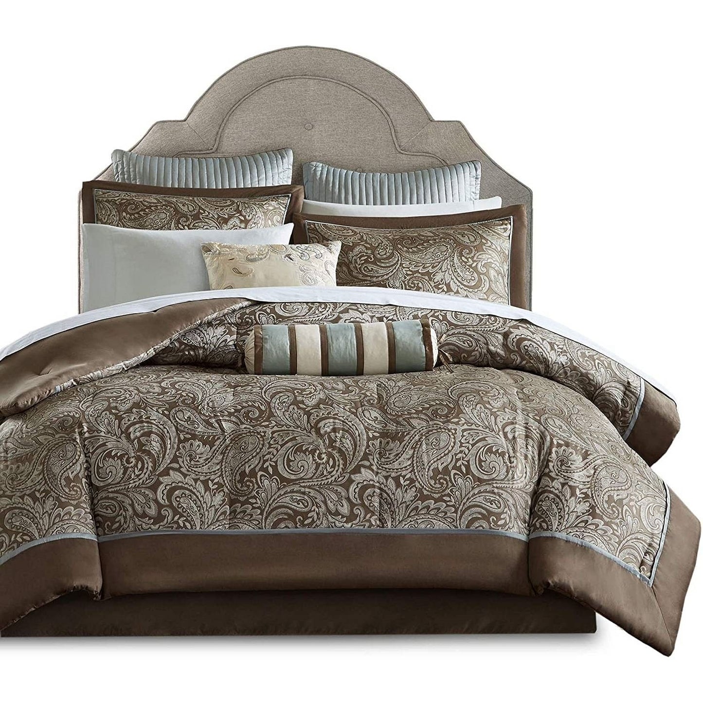 King 12-Piece Comforter Set – Blue Paisley