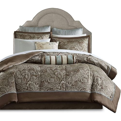 King 12-Piece Comforter Set – Blue Paisley