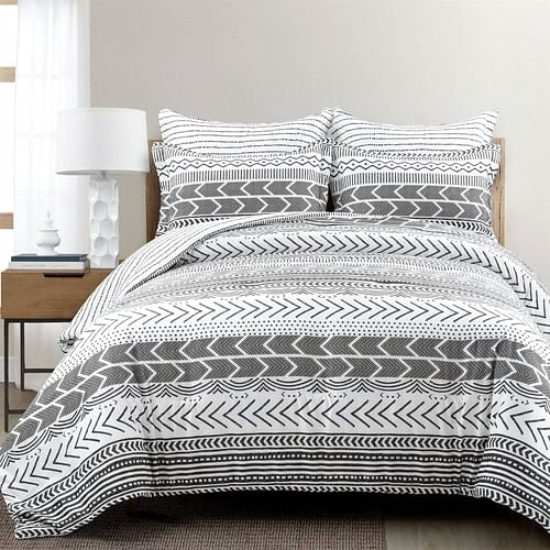 Scandinavian Geometric Comforter Set – Black (King, 5-Piece)