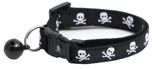 Skulls & Crossbones on Black β Breakaway Cat Collar