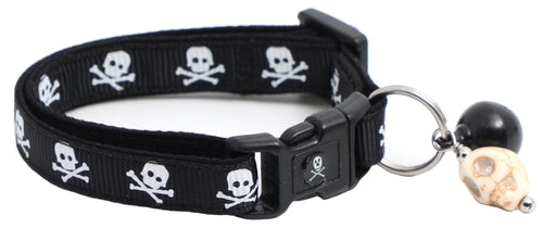 Skulls & Crossbones on Black β Breakaway Cat Collar