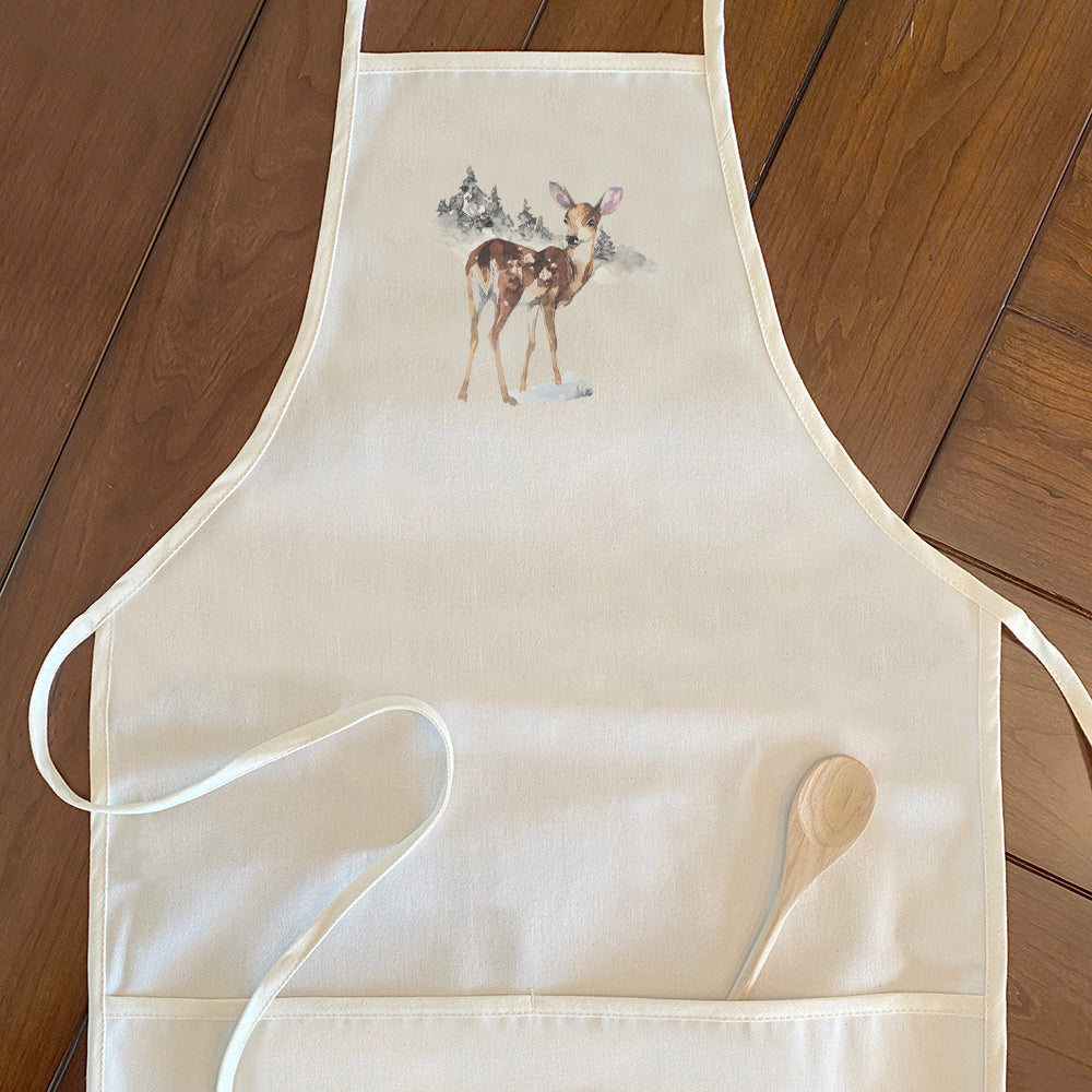 Watercolor Fawn Cotton Canvas Apron