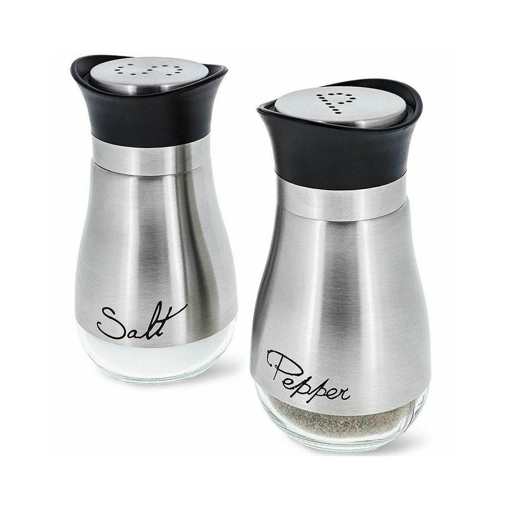 Stainless Steel & Glass Salt and Pepper Shaker Set – 4oz, BPA-Free