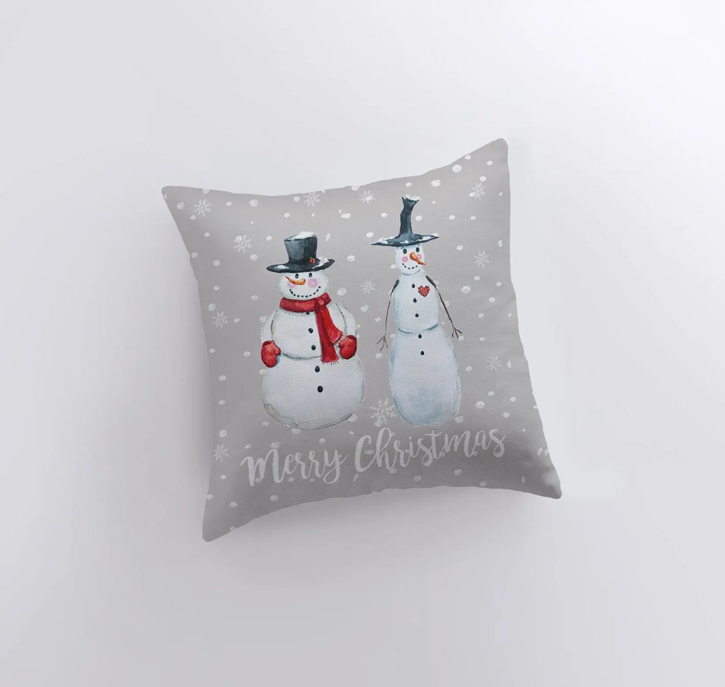 Primitive Snowmen Throw Pillow Cover β Rustic Winter