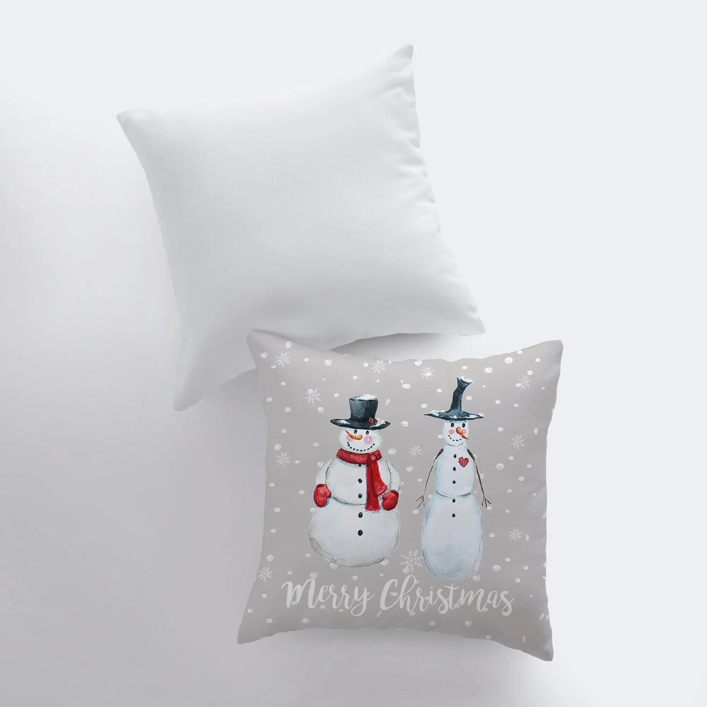 Primitive Snowmen Throw Pillow Cover β Rustic Winter
