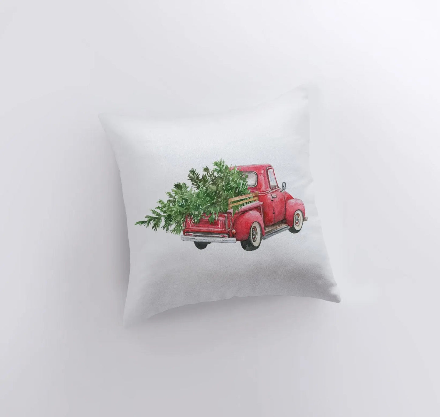 Christmas Red Truck Throw Pillow Cover - Back of Truck