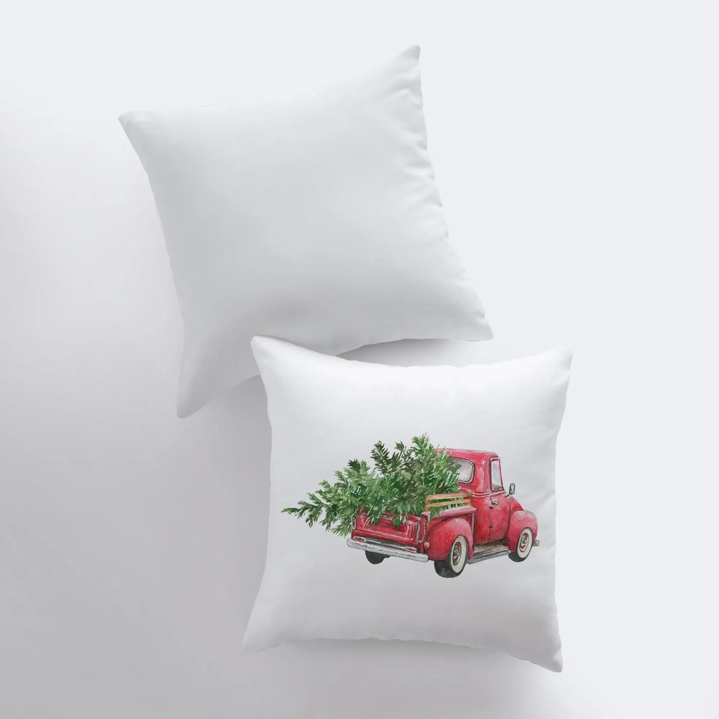Christmas Red Truck Throw Pillow Cover - Back of Truck