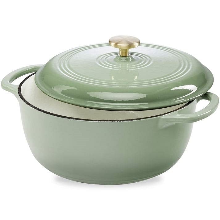 6 Quart Large Sage Green Enamel Cast-Iron Dutch Oven – Kitchen Cookware