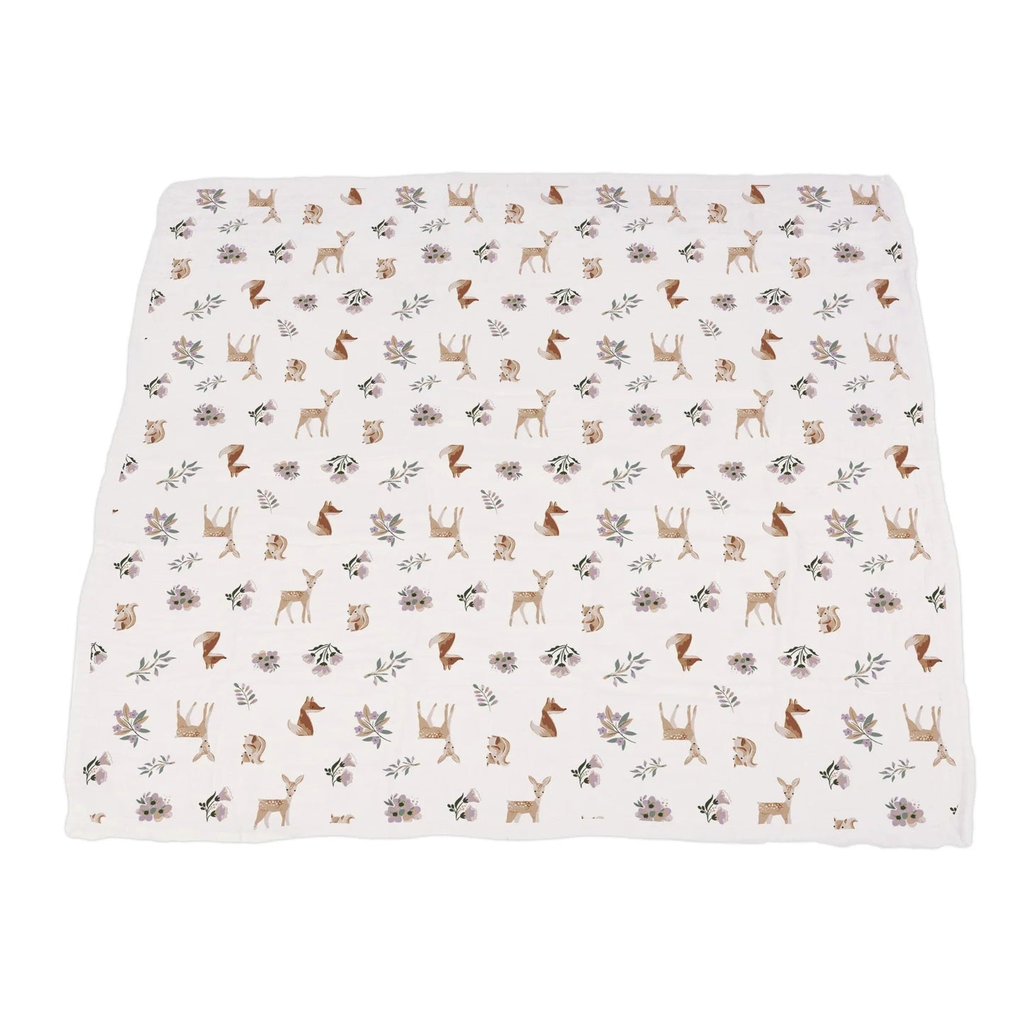 Sierra Fox & Deer + Orchid Lavender Cotton Blanket