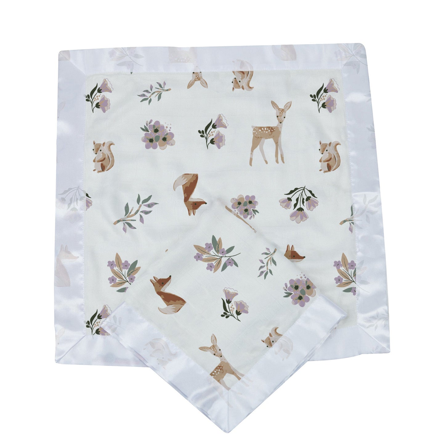 Sierra Fox & Deer Cotton Muslin Security Baby Blankie – 16" x 16"