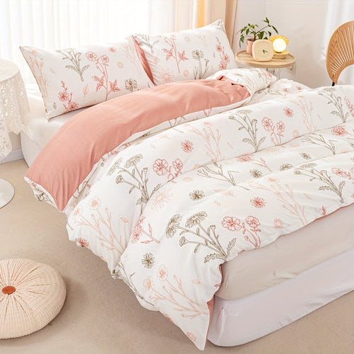 3-Piece Floral Duvet Cover Set – Soft Pastoral Style Bedding