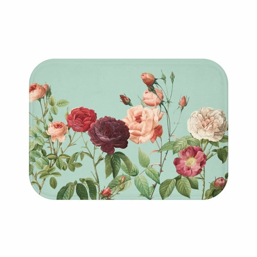 Rose Garden Teal Bath Mat โ Home Accents