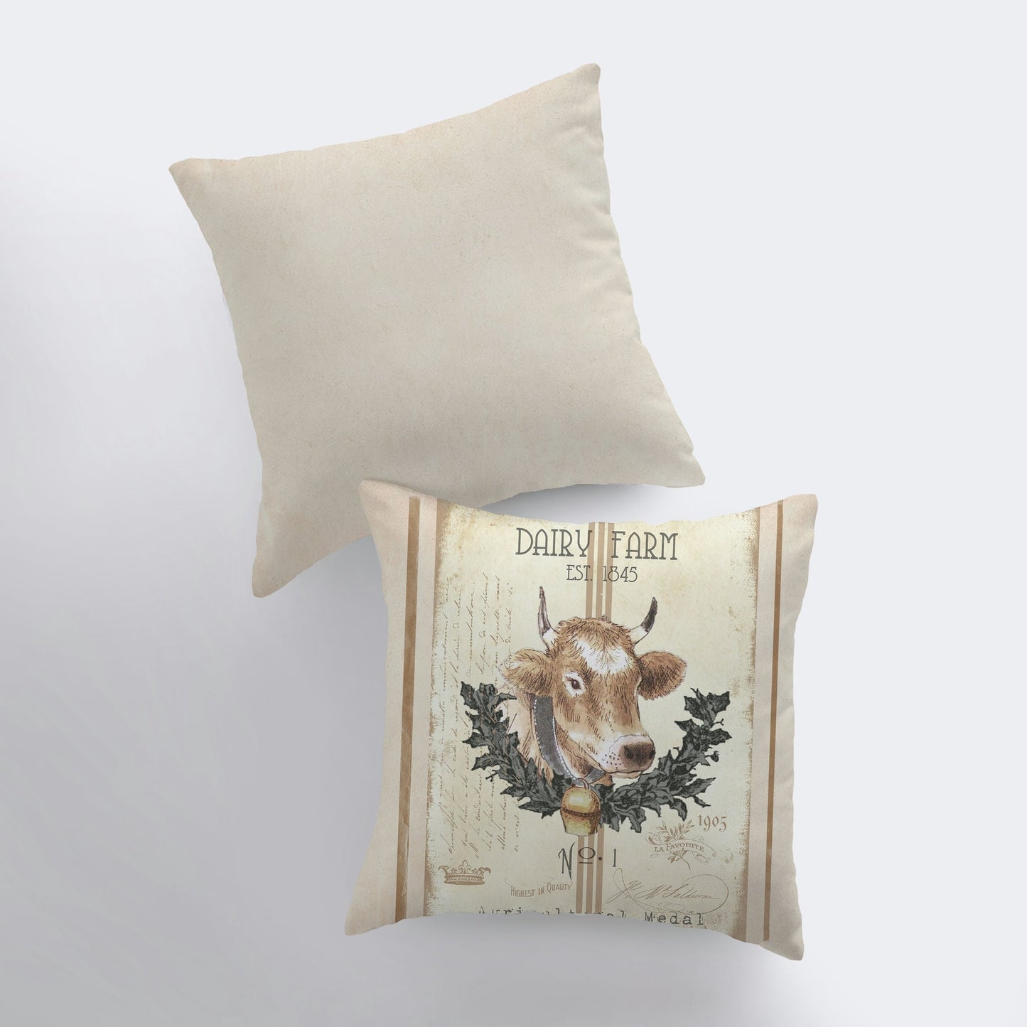 Dairy Farm Cow Vintage Throw Pillow Cover
