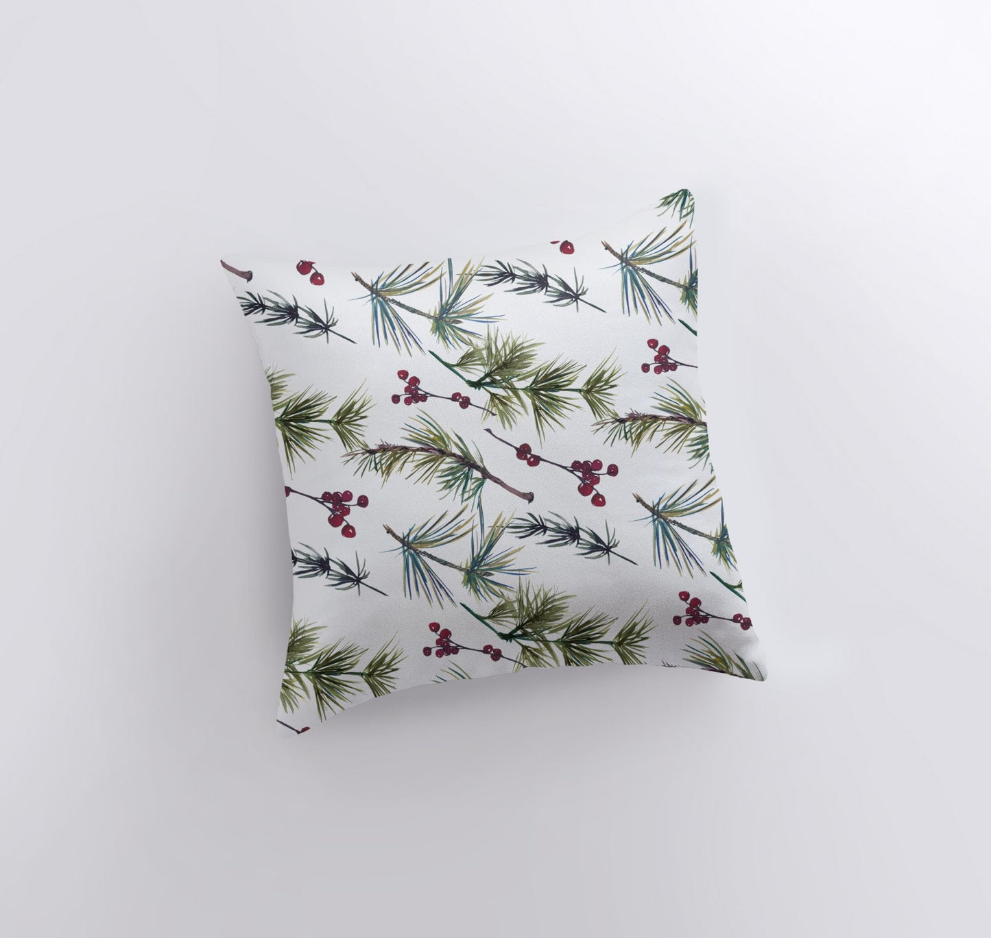 Christmas Holly Throw Pillow Cover