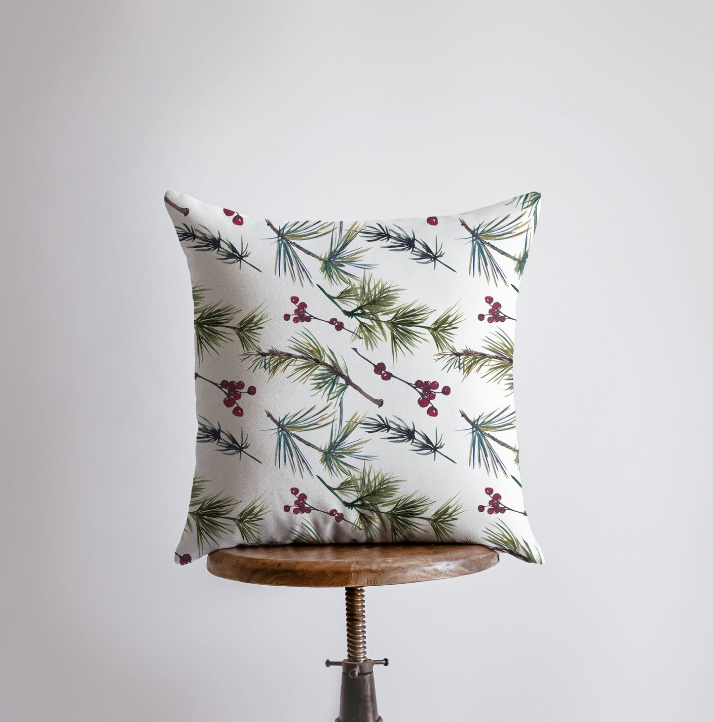 Christmas Holly Throw Pillow Cover