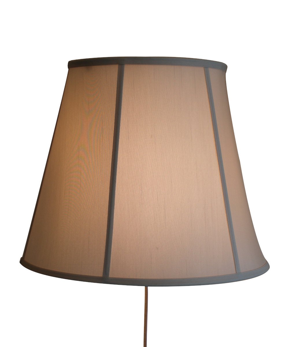 17"W Floating Shade Plug-In Wall Light β Eggshell Shantung Fabric