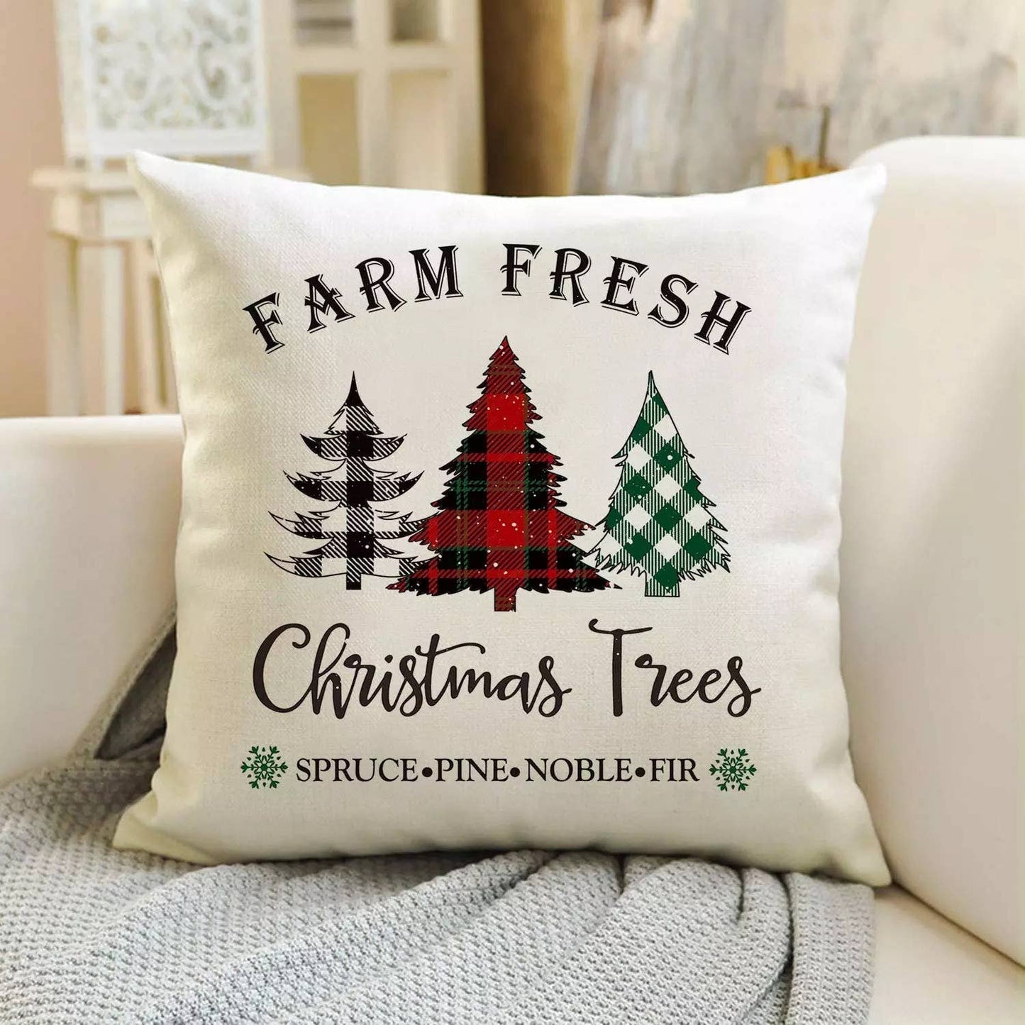 Christmas Throw Pillow Cover β Tree Farm