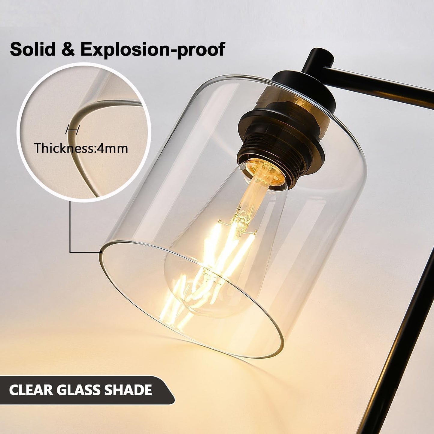 Industrial Touch Control Table Lamps – Set of 2 Dimmable with Dual USB & AC Outlet