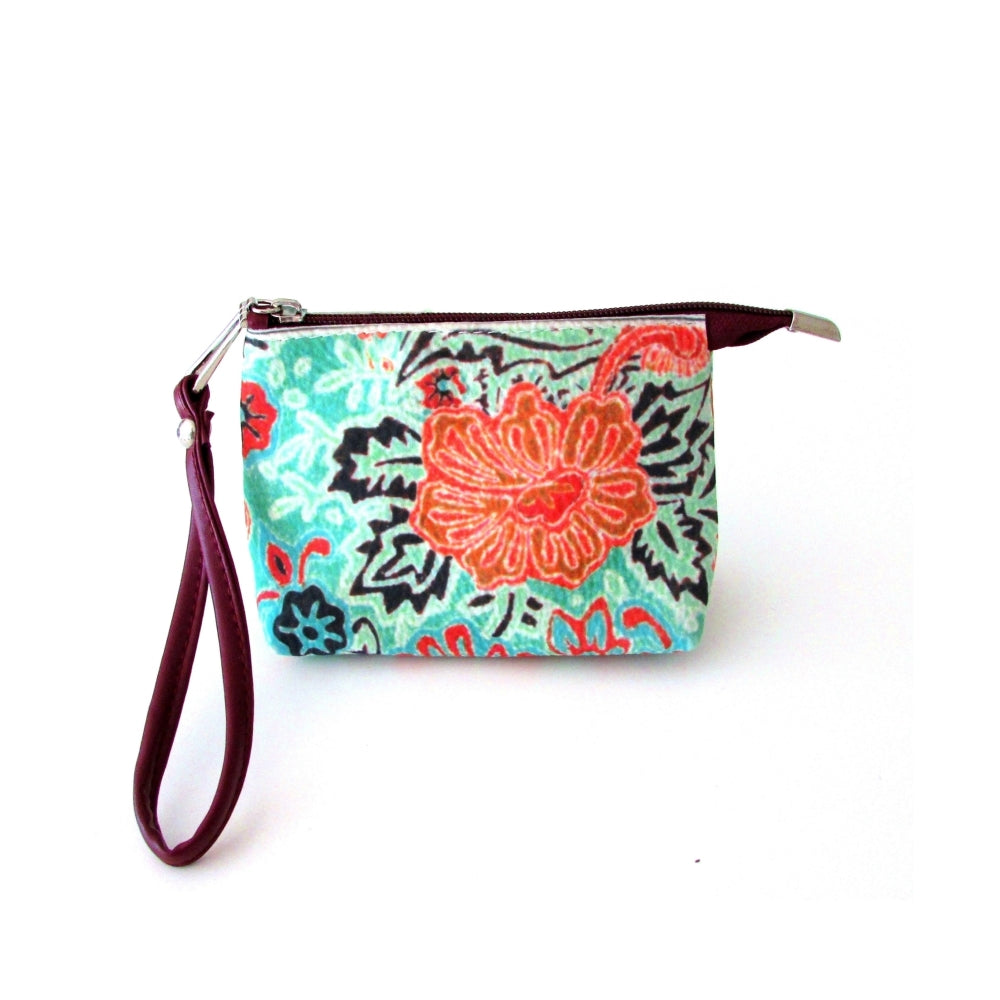 Red Pomegranate Wristlet Purse / Vanity Bag