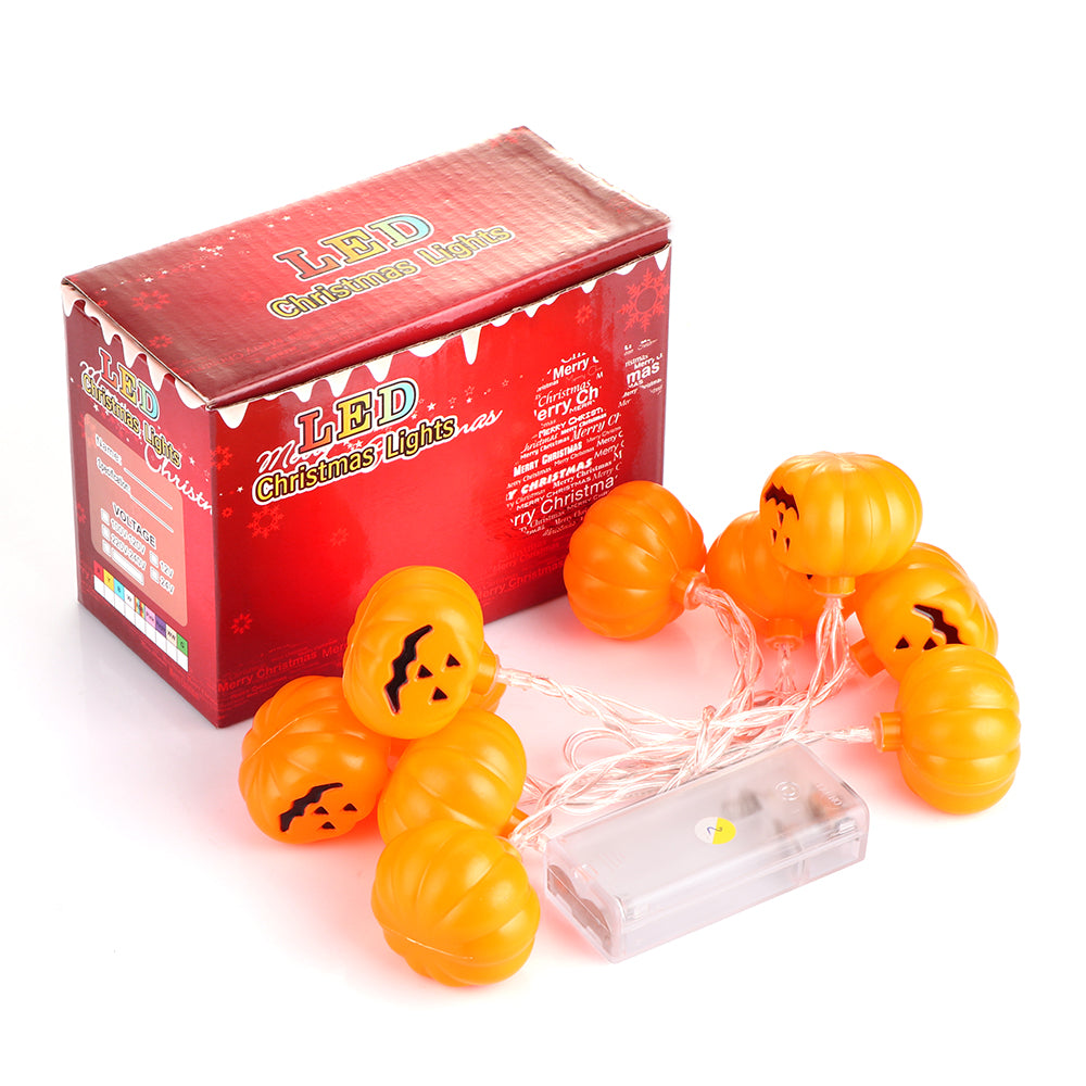 Pumpkin Face String Lights – Warm White Glow