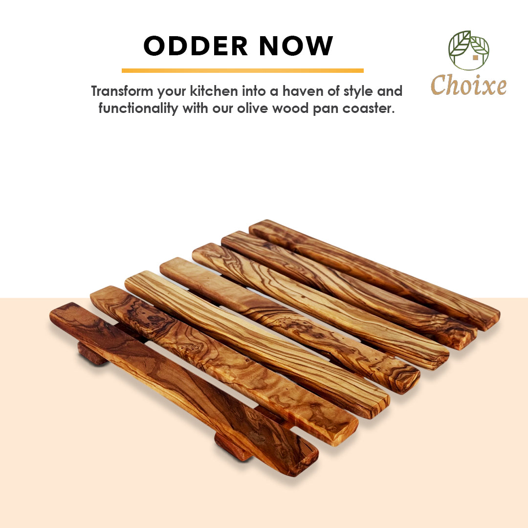 Olive Wood Pan Trivet – Handcrafted Natural Elegance