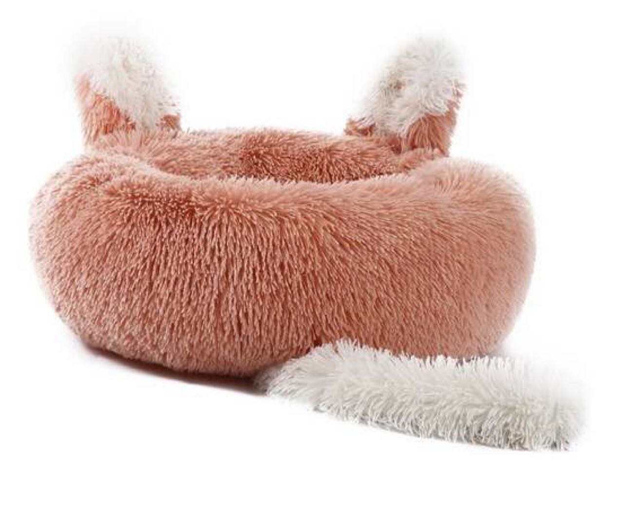 Plush Pet Bed with Ears & Tail – Fox Theme